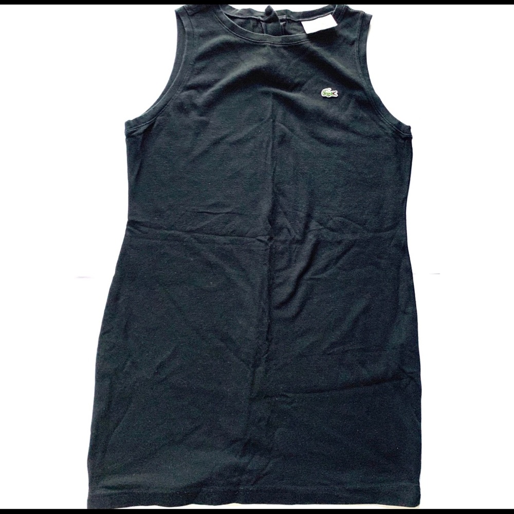 Women's black Lacoste sleeveless shirt dress - Picture 5 of 6